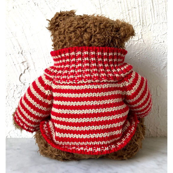 Giorgio Beverly Hills Plush Brown Teddy Bear Striped Sweater Vintage 1996 - Picture 5 of 11
